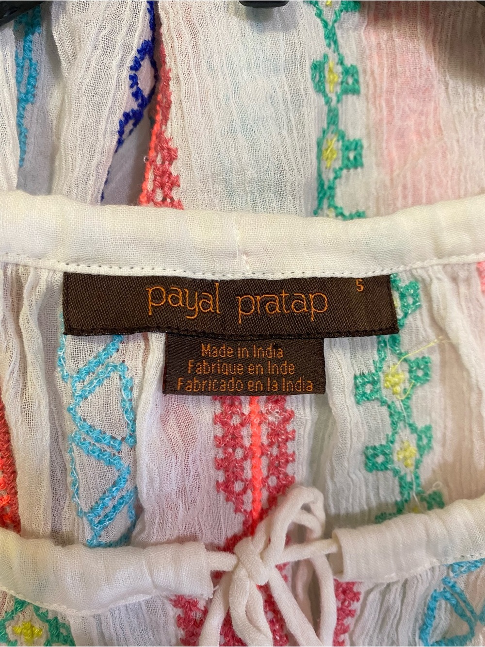 Anthropologie Payal Pratap Multi Blouse,  Embroidered Tassel Tunic (Size Small) - Picture 3 of 5